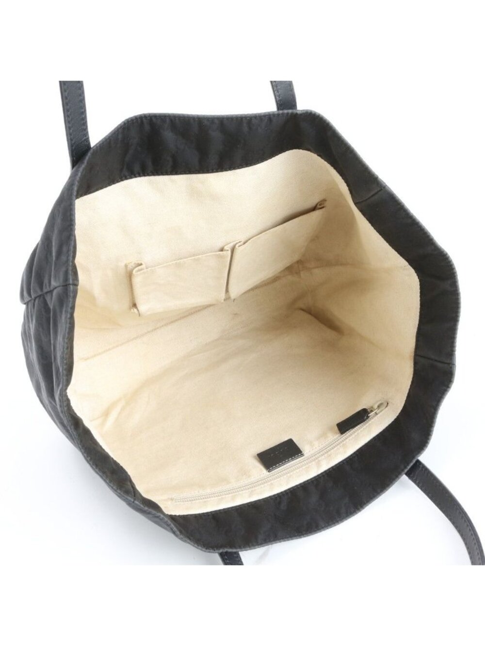 Gucci GG Nylon Leather Tote Shoulder Hand Black - Picture 7 of 9